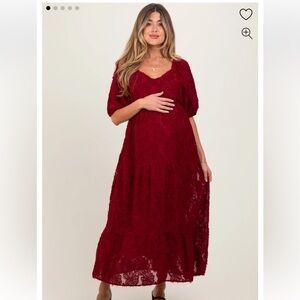 Pinkblush Burgundy Lace Maxi Dress brand new Burgundy Textured Tiered Maternity